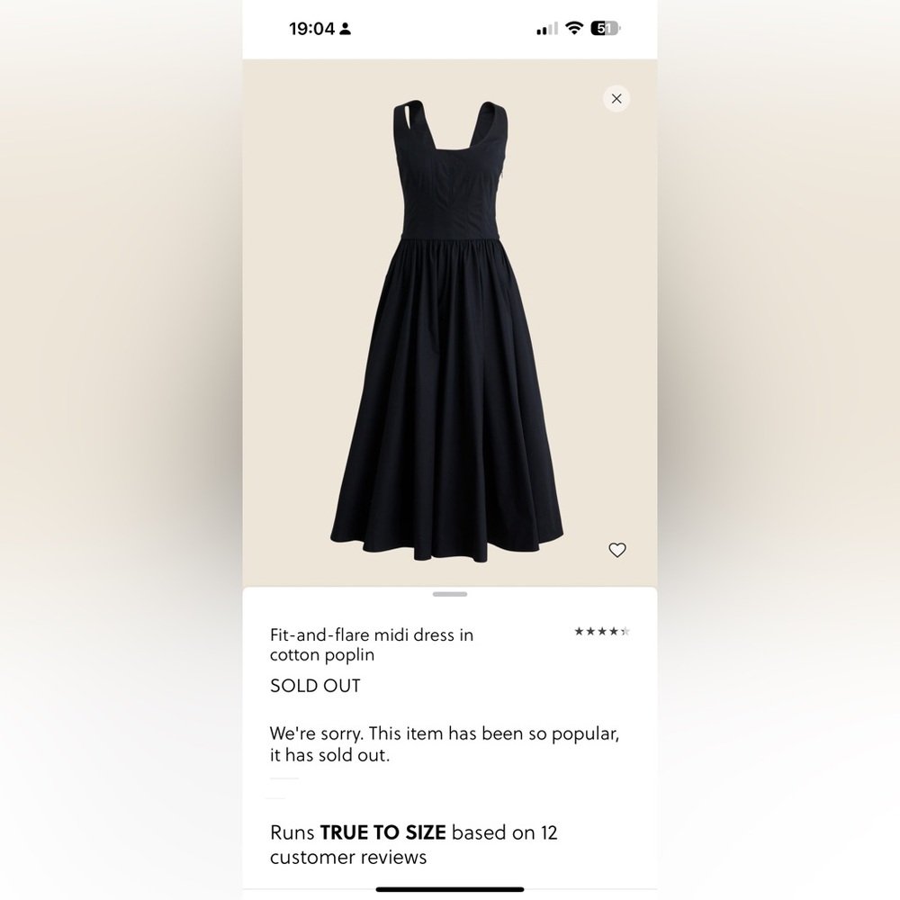 J. Crew Black poplin Midi dress